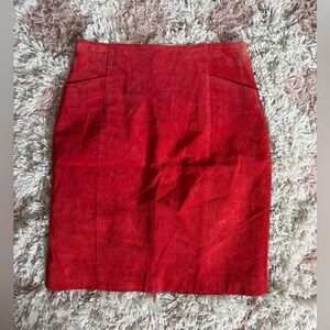 Wilson Vibrant Red Suede Mini Pencil Skirt High Waist Retro Vintage Y2K skirt